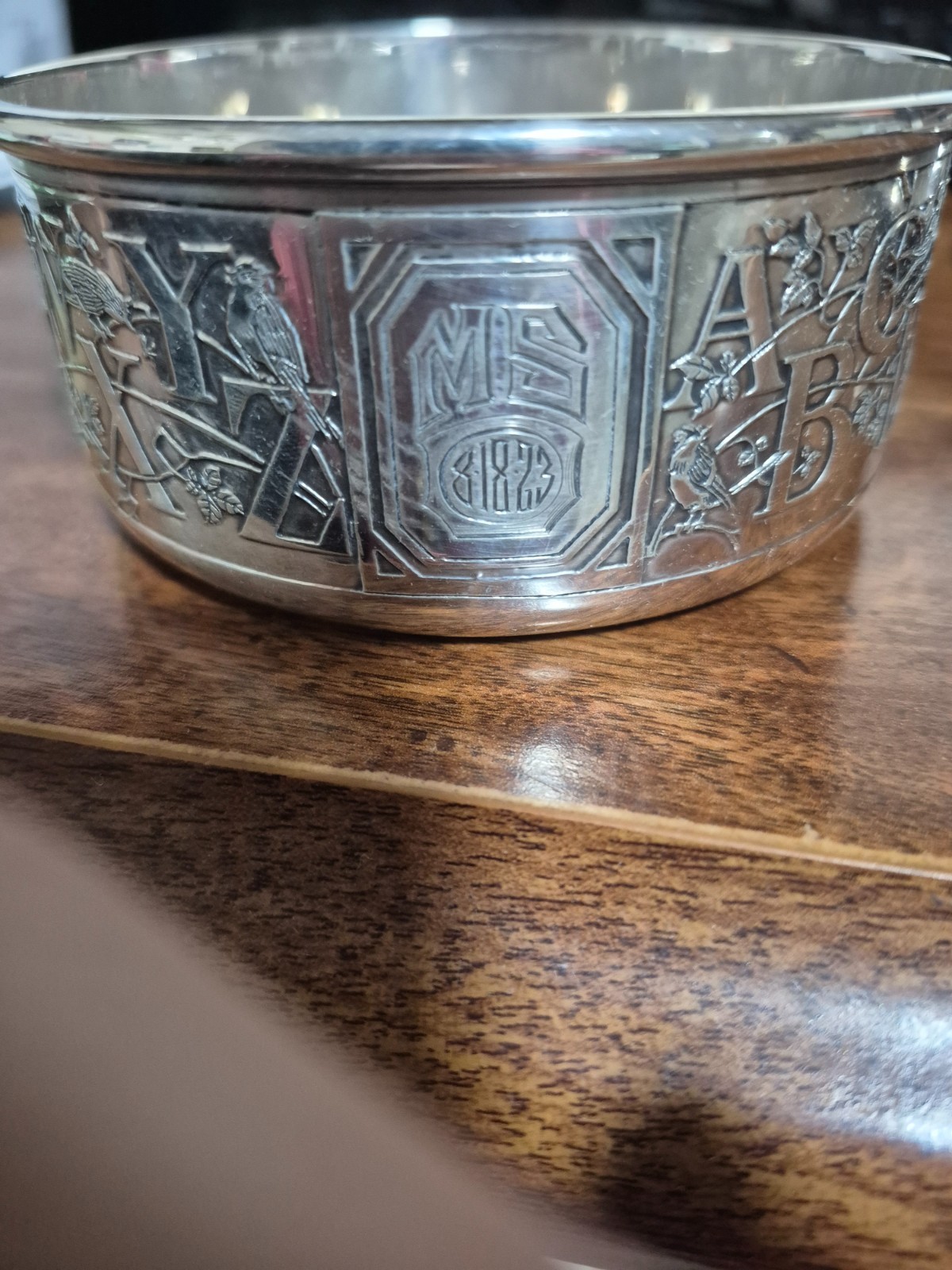 Vintage Kerr Sterling Alphabet w/ Birds & Flowers 2 piece Baby Bowl & Plate