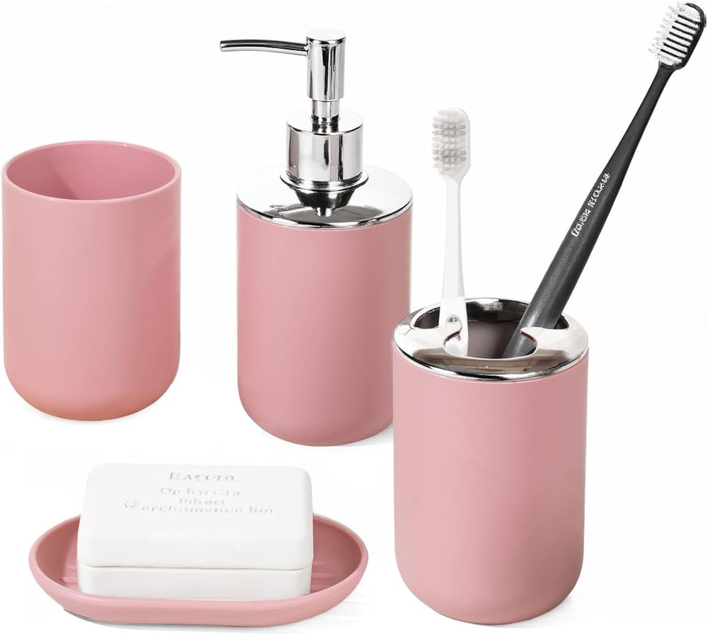 Bathroom Accory Set, Plastic Bathroom Set Include Soap Dispenser, Soap