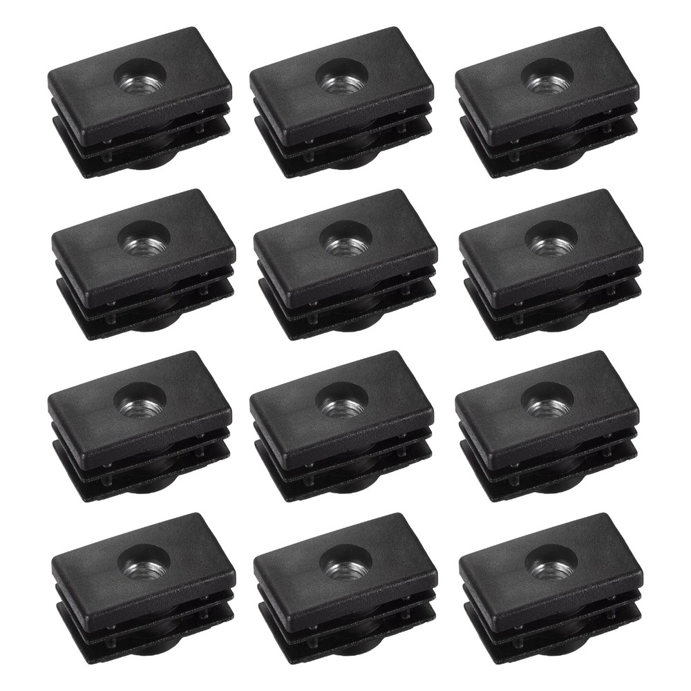 12Pcs 0.98"x0.59" Caster Insert with Thread, Rectangle M6 Thread for Furniture
