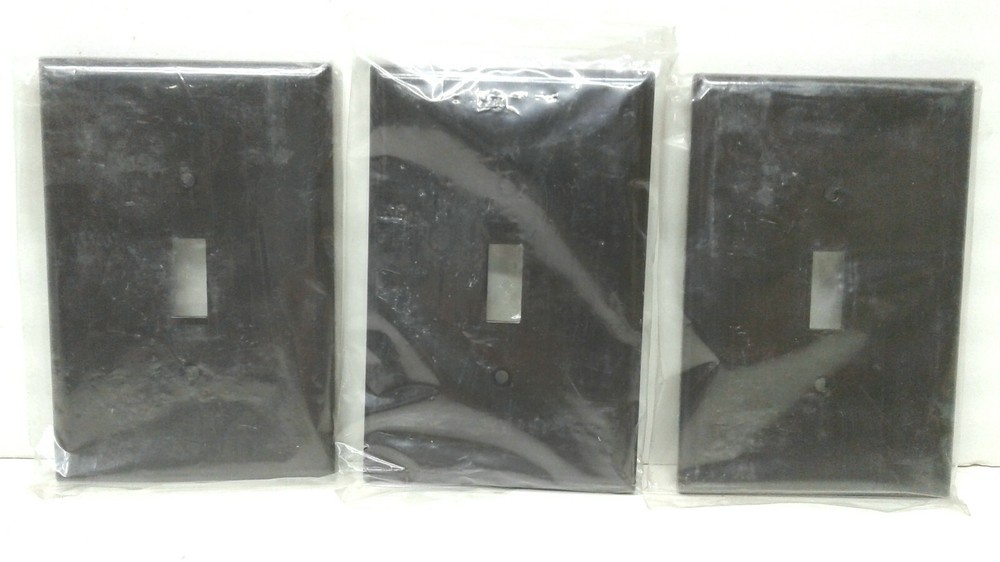 3 Eagle Electric Jumbo/Oversize Bakelite Switch Toggle Wall Plate Brown Vintage