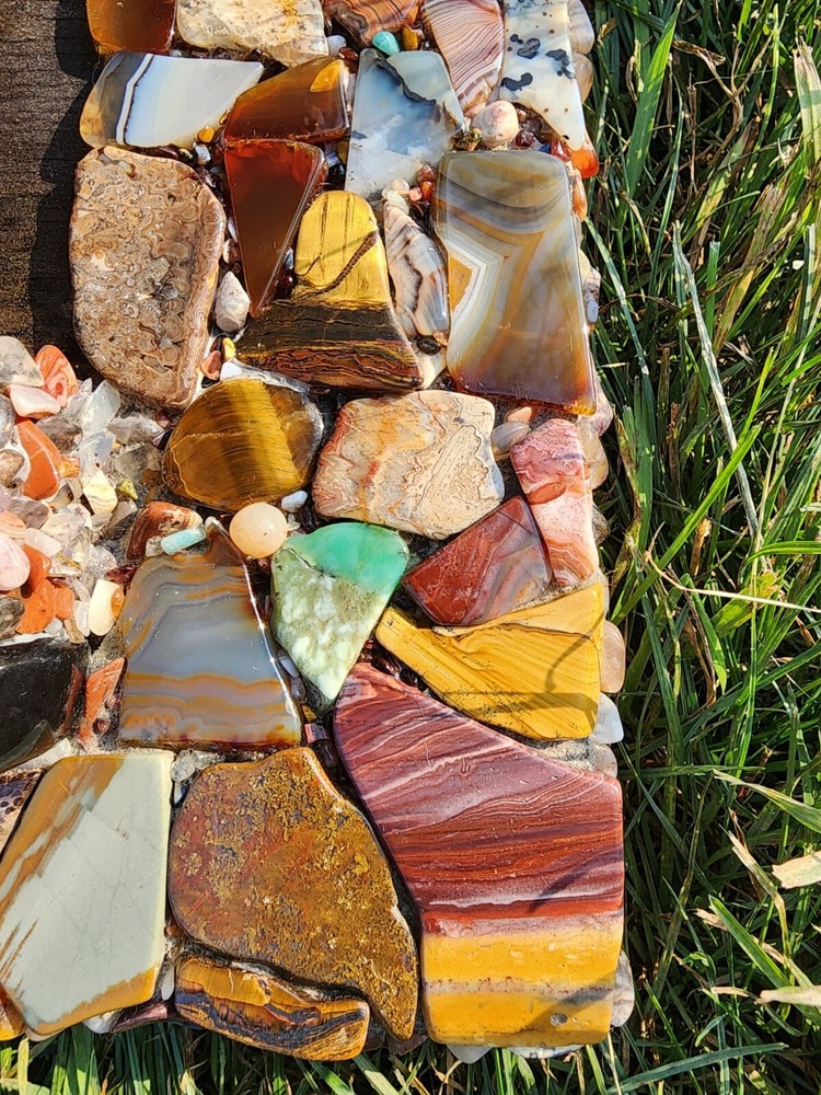 Gorgeous Agate Covered Mini Fireplace And Mantle