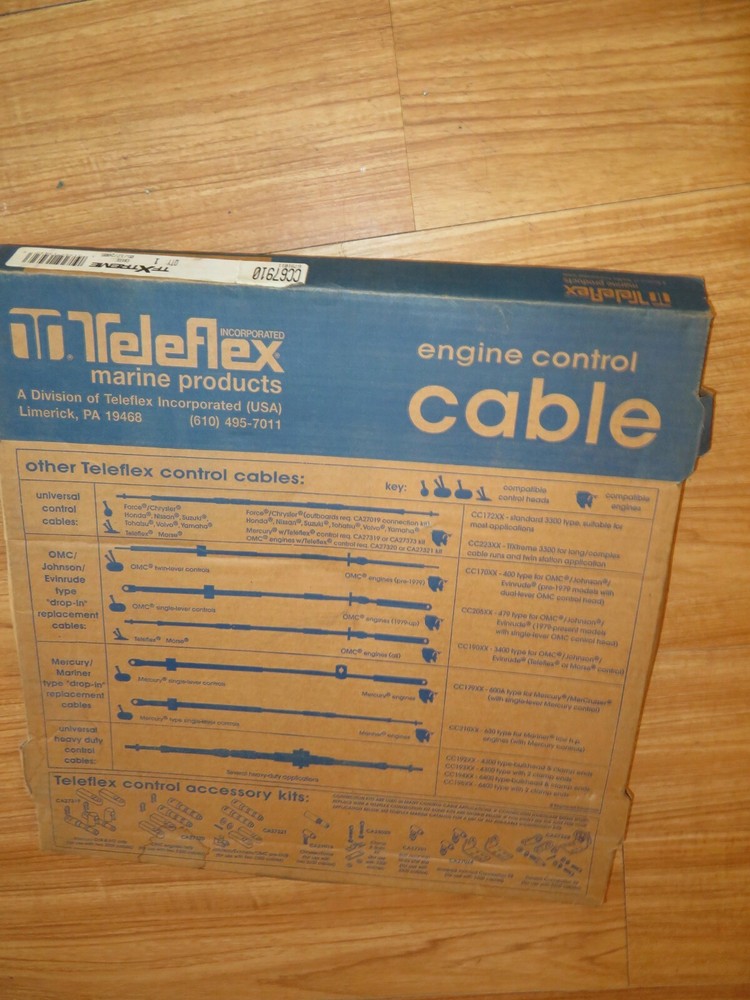 NOS Teleflex Control Cable TFXtreme CC67910 Marine Control Cable Assembly 10'