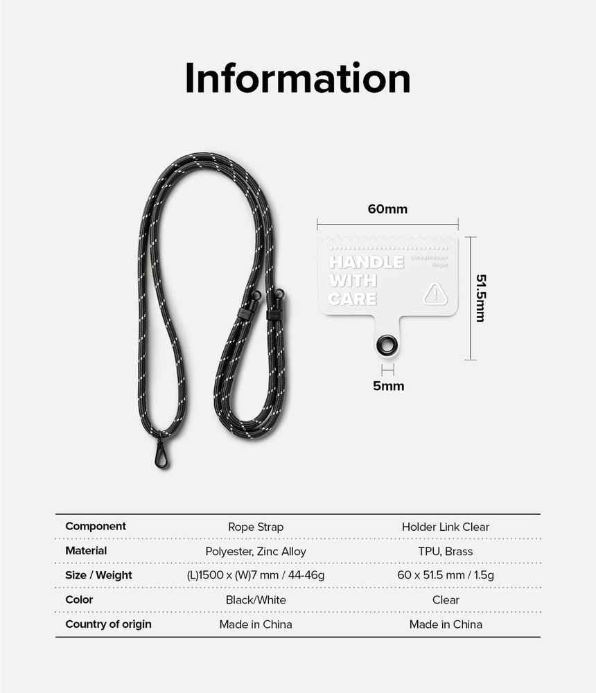 Ringke Holder Link Clear Adjustable Crossbody Neck Strap, Universal Multifunc...