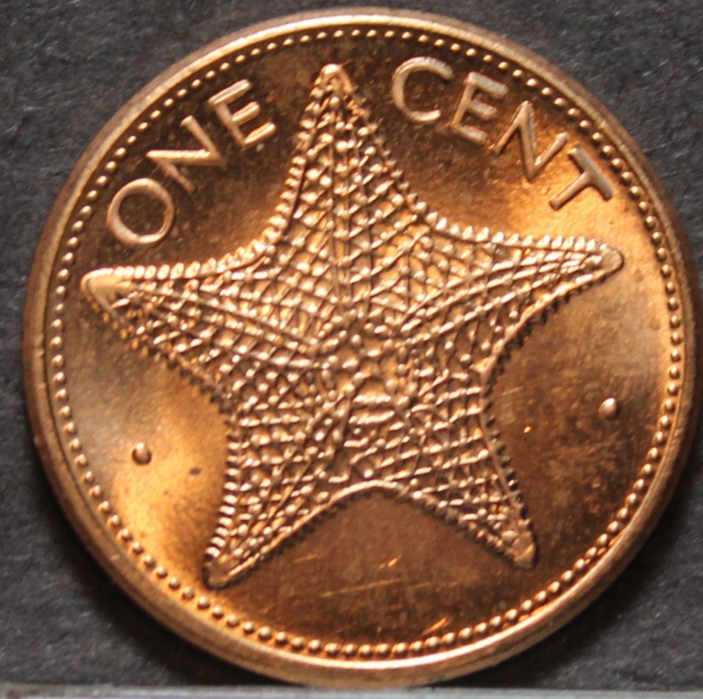 Bahamas Cent, 1992 Gem Unc~Starfish~Free Shipping
