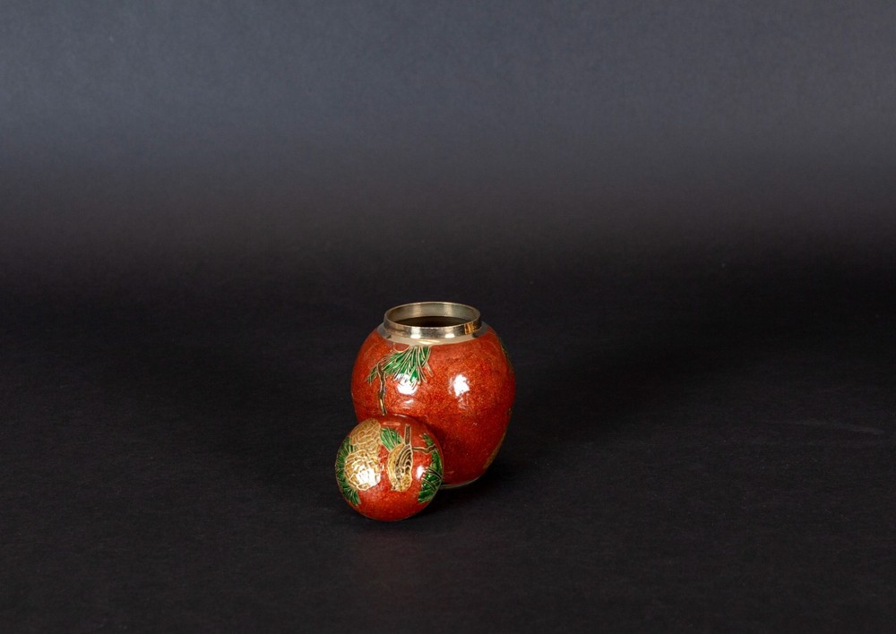 1960's Solid Brass Cloisonne Enamel Vase