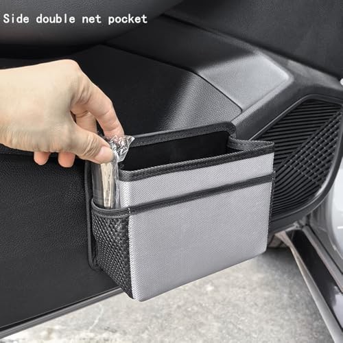 Car Trash Can, Foldable Multifunctional Hanging Storage Box Trash Can beige