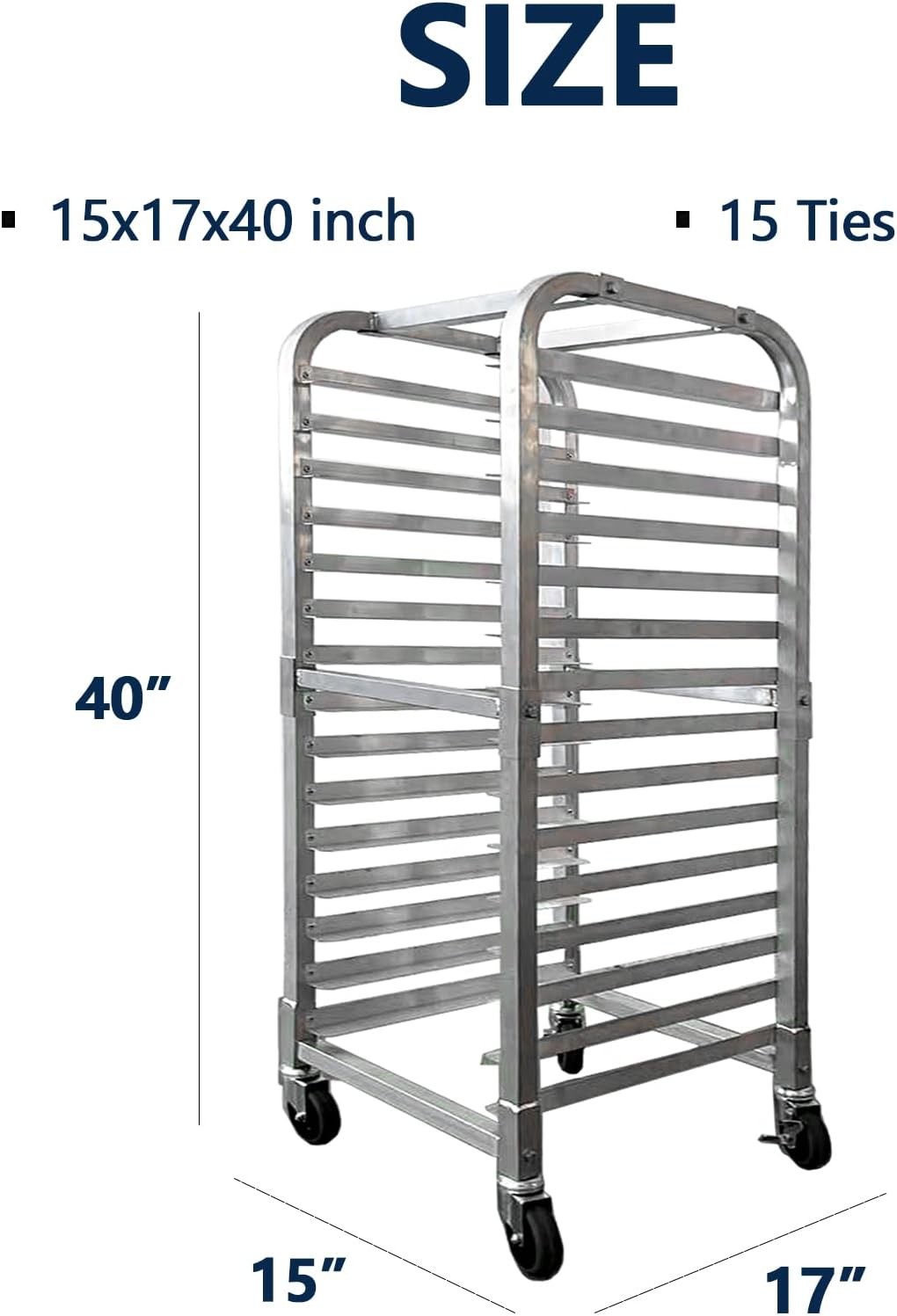Aluminum Bun Pan Rack with Lockable Wheels Bread Cooling Rack for Kitchen Bakery