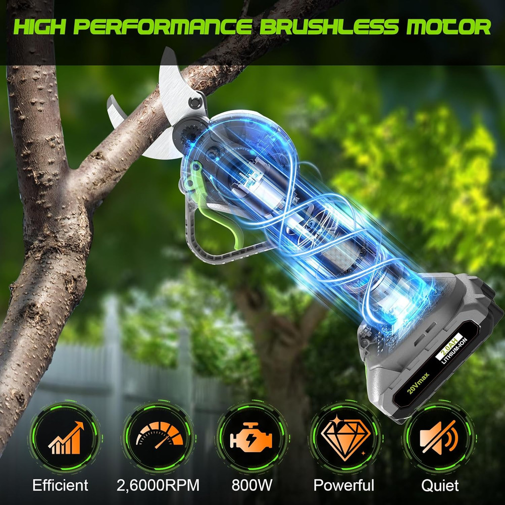 2 in 1 Pole Pruning Shears Cordless, Electric Pruning Shears with LCD Display, 8