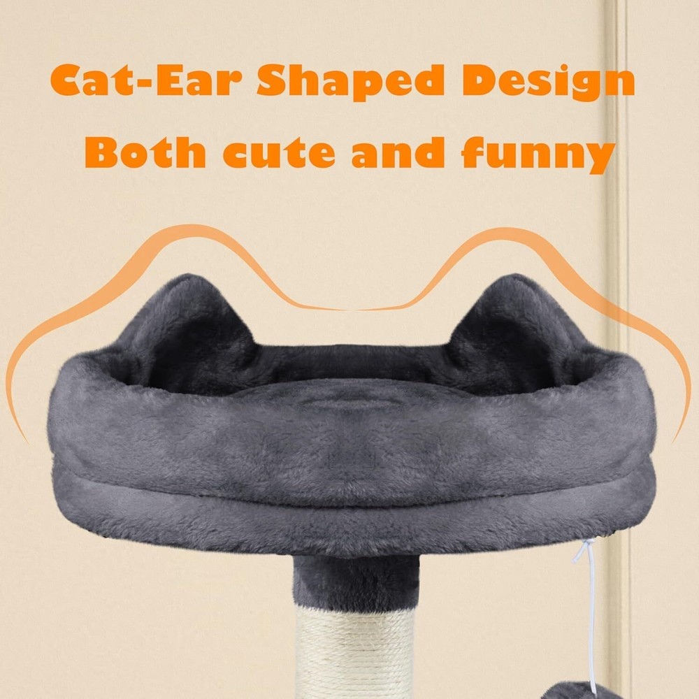62.2" Cat Tree Tower Activity Condo with Platform & Hammock Scratching Posts US