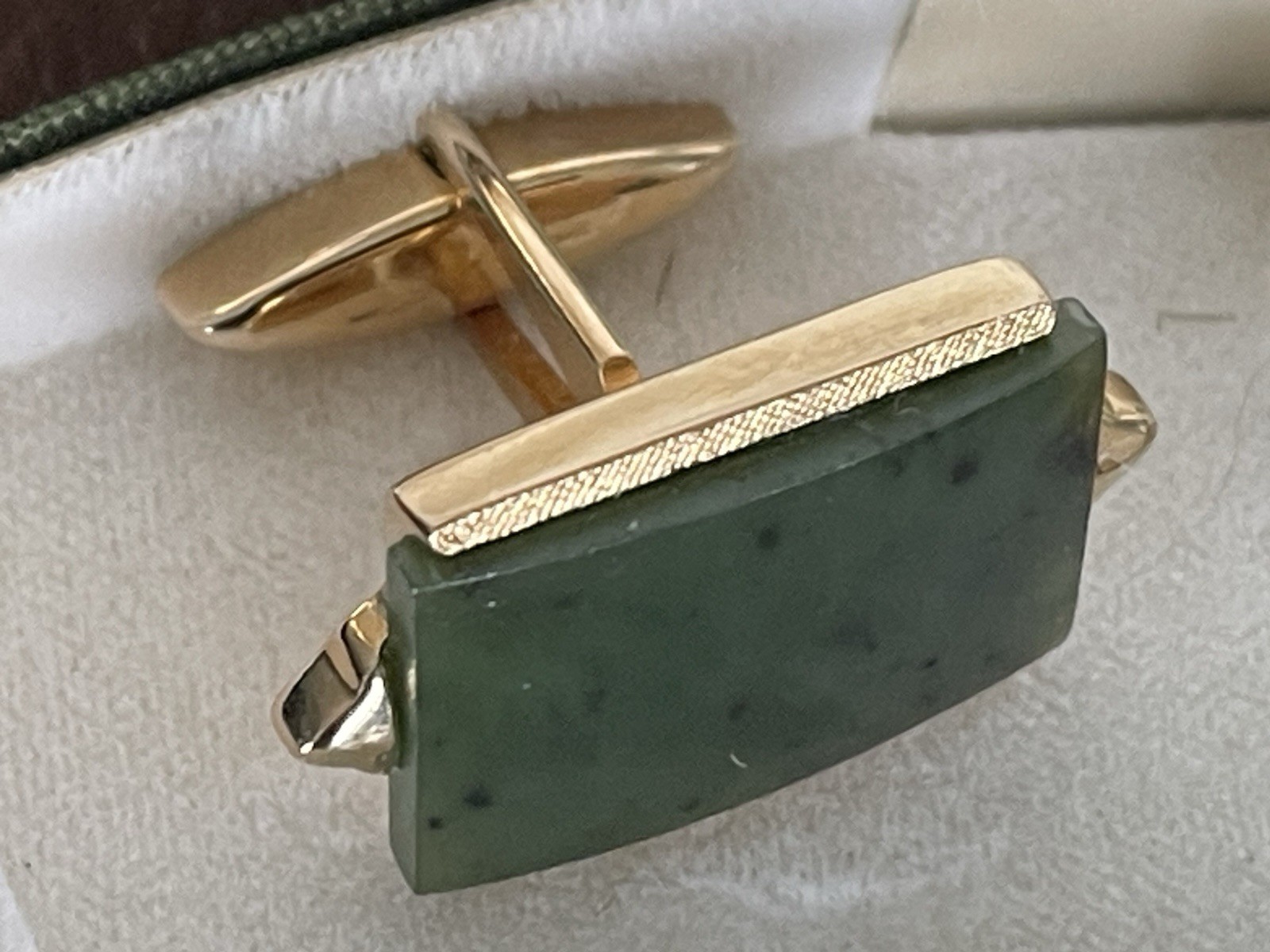 Swank Jade Dynasty Cuff Links Tie Bar Set Jade Cabochons With Original Box