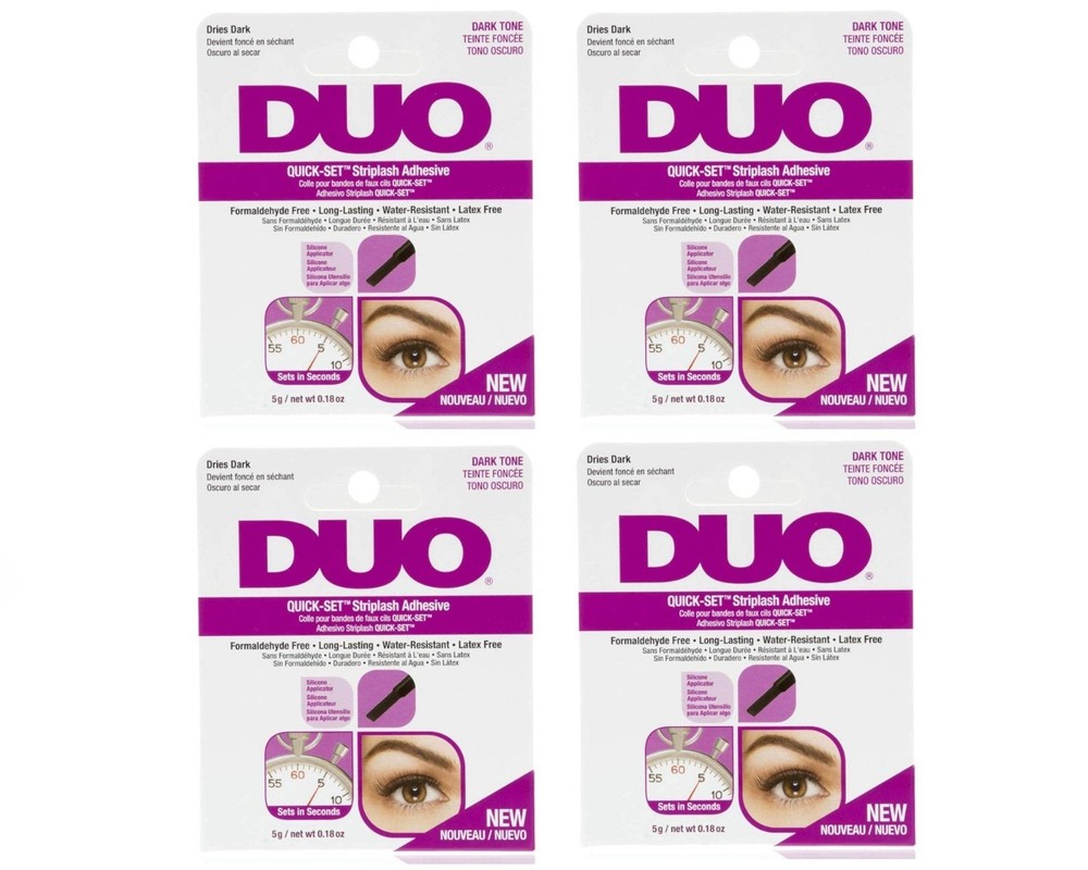 Ardell Adhesive DUO Quick-Set Striplash - Long-lasting -Dark Tone 5g -4pc Bundle