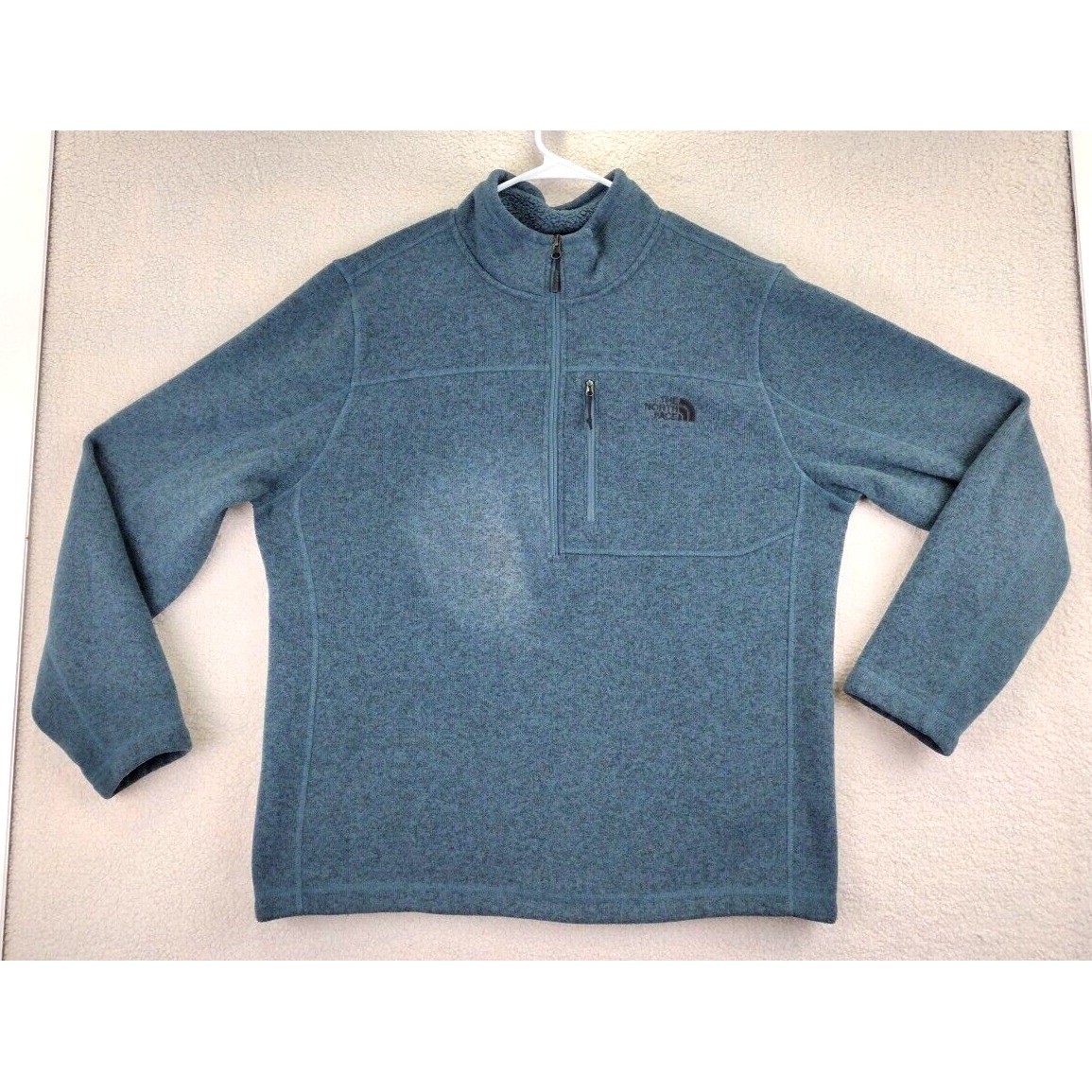 The North Face Mens Fleece Pullover Sweater Blue XL Long Sleeve Quarter Zip