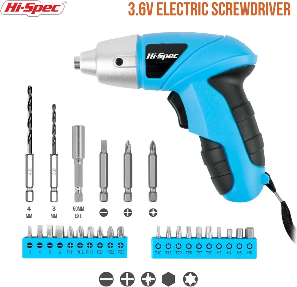 Blue Electric Power Screwdriver Set