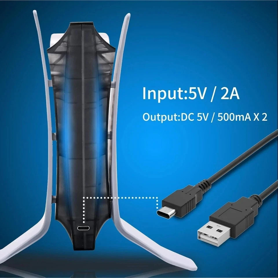 PS5 Controller Charger, PlayStation 5 Controller Charging Station with LED Light