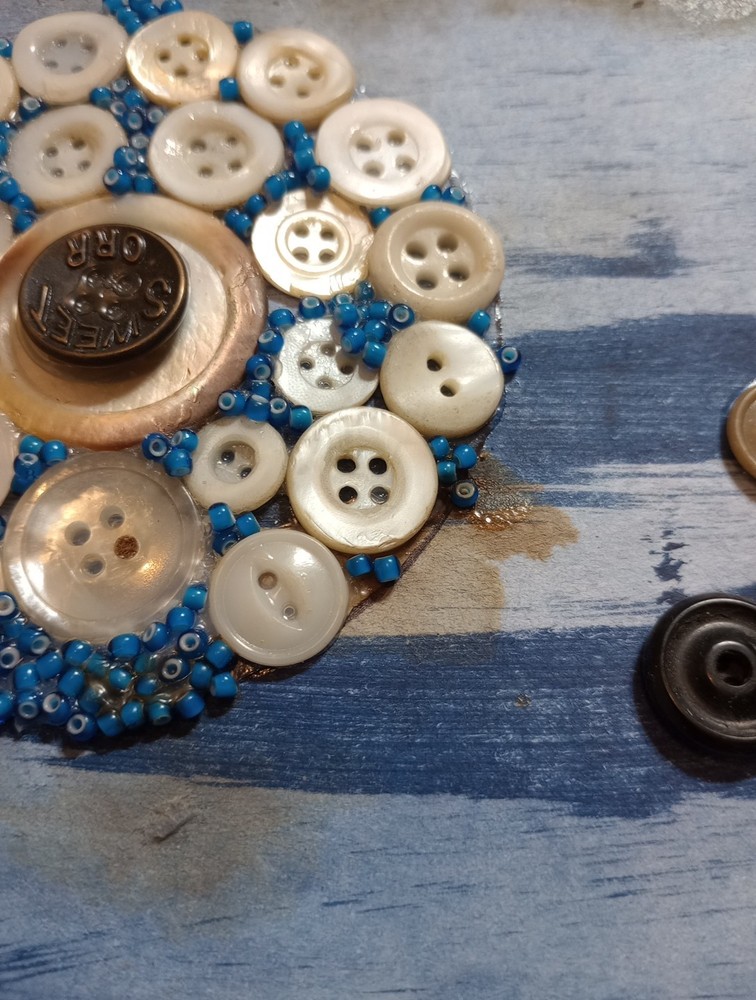 Snapping Sea Turtle Handmade Button Art Beads And Button Turtle Theme Art