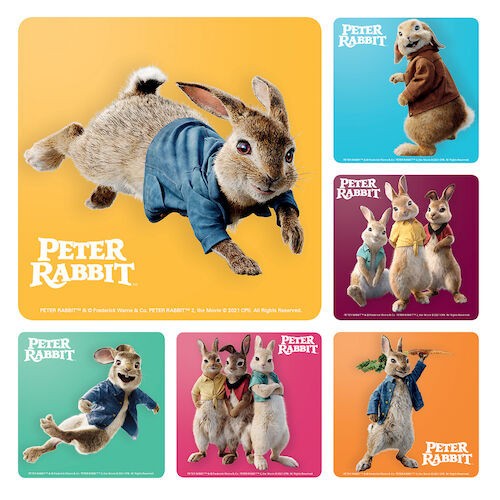 Assorted Stickers Peter Rabbit 2 The Runaway Stickers, 100/Roll, PS712