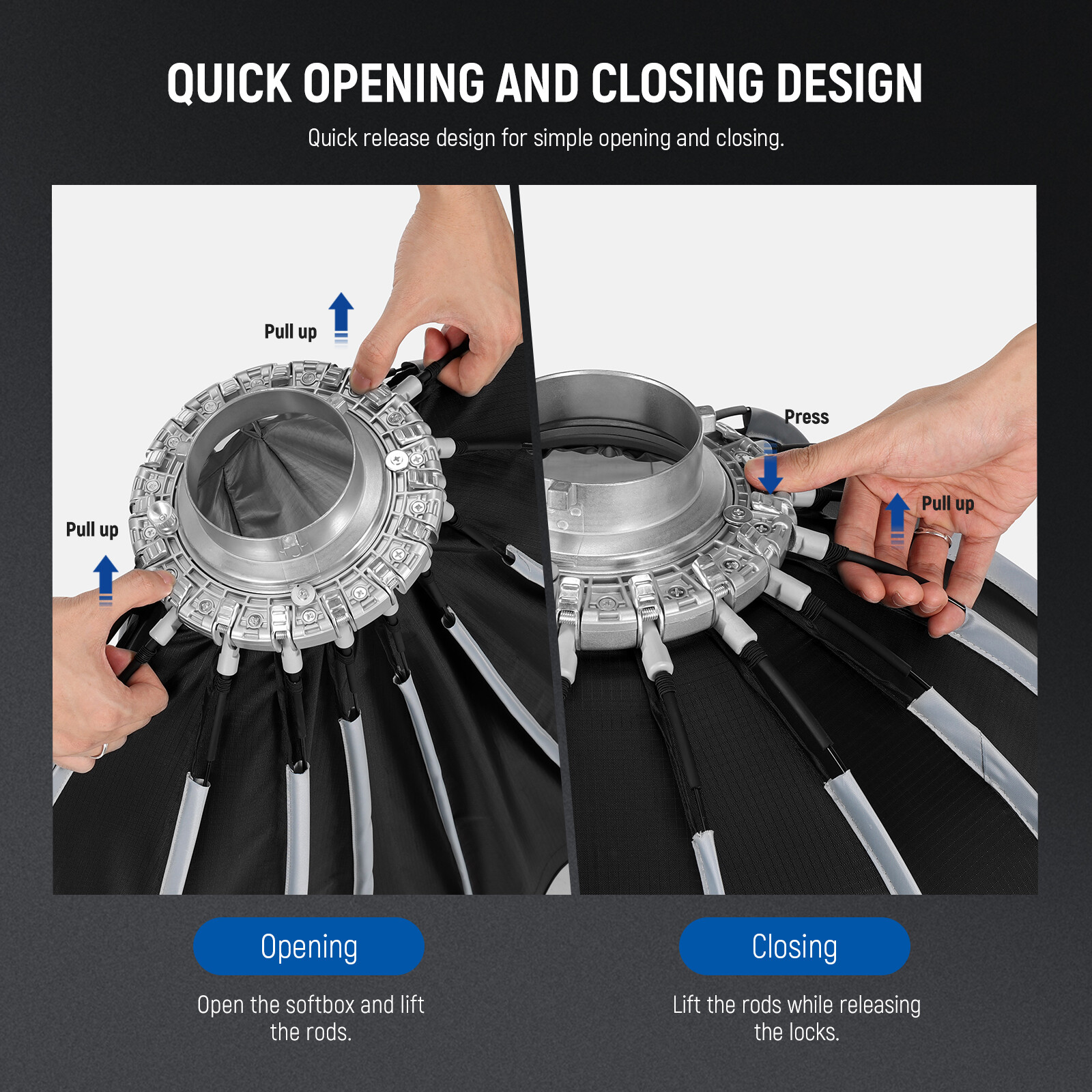 NEEWER 35.4"/90cm Parabolic Softbox Bowens Mount with Diffusers/Grid/Bag