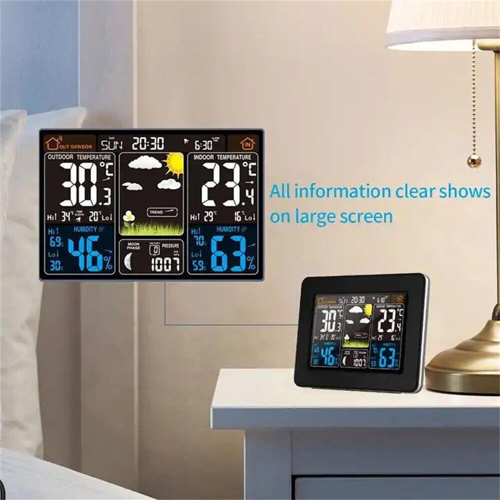 Digital LCD Indoor Outdoor Wireless Weather Station Clock Calendar Thermometer