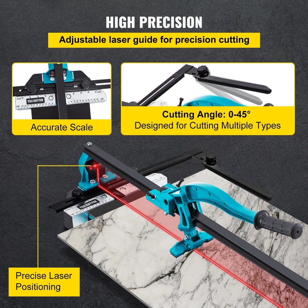 48in Single Rail Tile Cutter 3/5in Cap Double Brackets Laser Guide