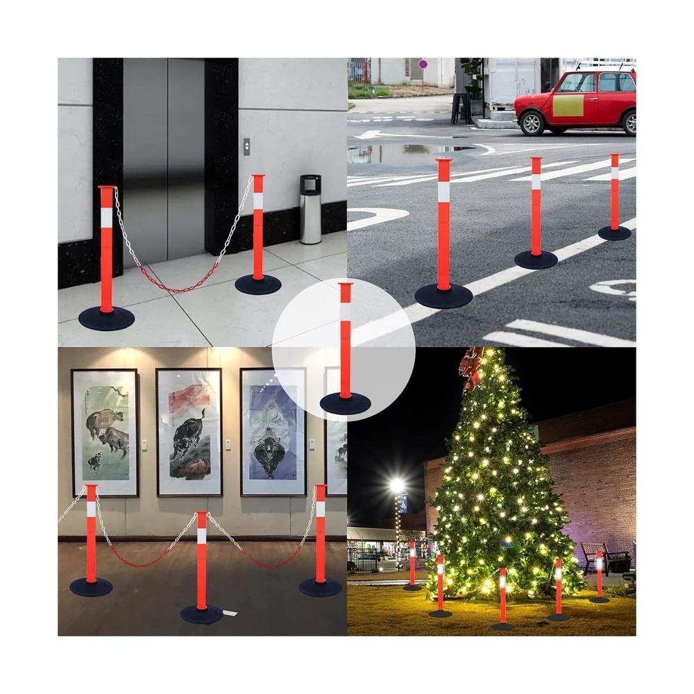 4 Pack Traffic Delineator Post Cones with Weighted Base & Reflective Collars,...