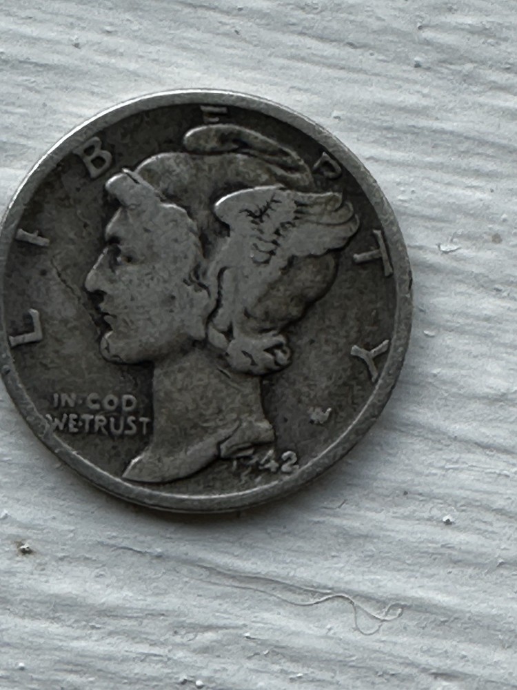 Rare Cracked Die Error 1942 Mercury Silver Dime