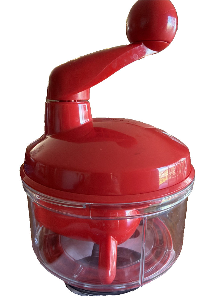Tupperware Quick Chef Food Processor Chopper Mixer Whisk 4 Cups Red COMPLETE
