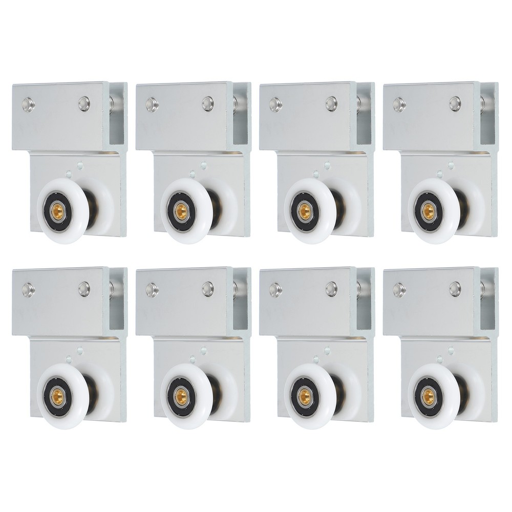 8Pcs 26mm Diameter Frameless Sliding Shower Door Roller Replacement Silver