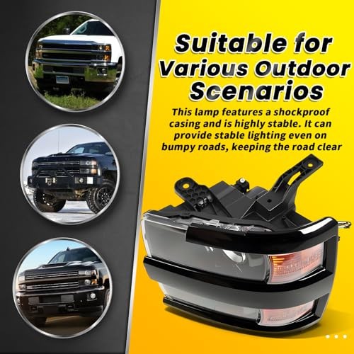 Headlight Assembly Compatible with Silverado 2500HD 3500HD 2015-2019 Front Left