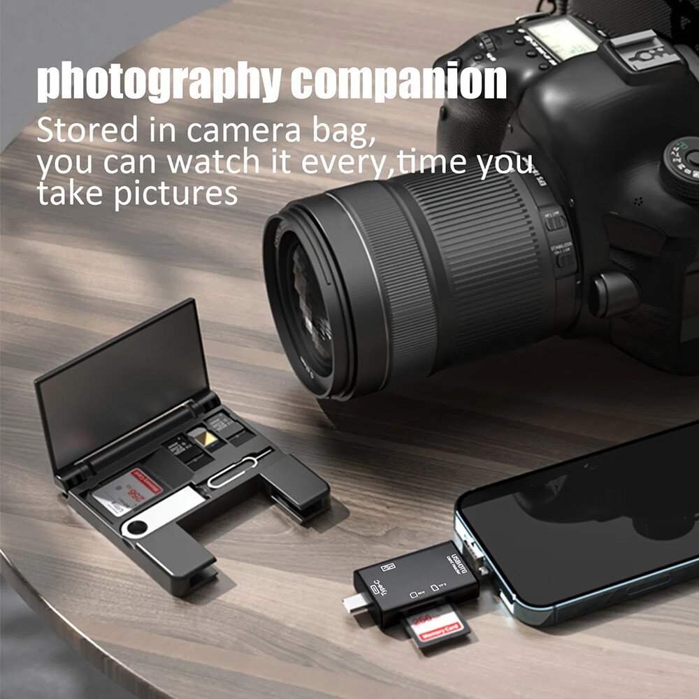 Memory Card Reader For iPhone iPad/Android Phone Case Storage Organizer Holder
