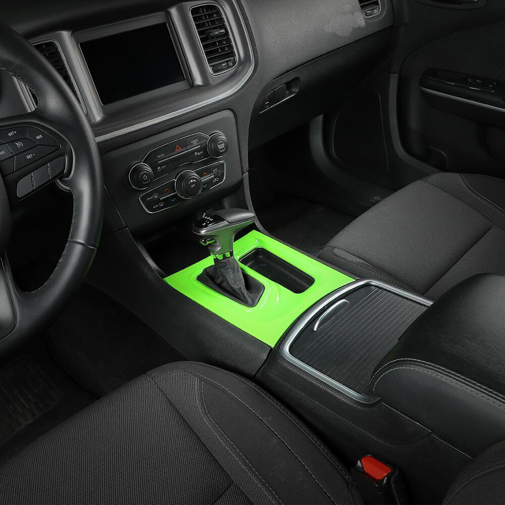 Central Console Gear Shift Box Panel Trim Cover For Dodge Charger 2015+ Green