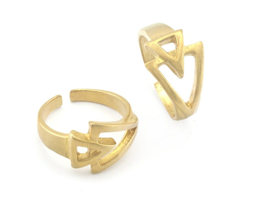 Triangle Frame Band Adjustable Ring Raw Brass (6US - 8US inner size) 4645