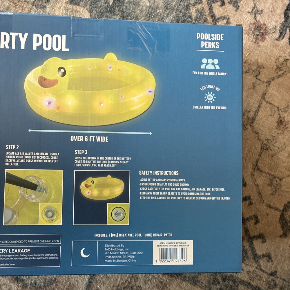 Jumbo 6ft Inflatable Supersized Duck Pool Party Float with LED Lights