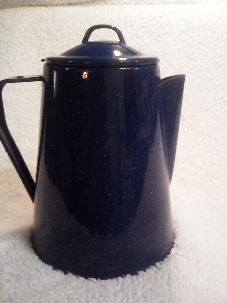 blue enamel coffee pot
