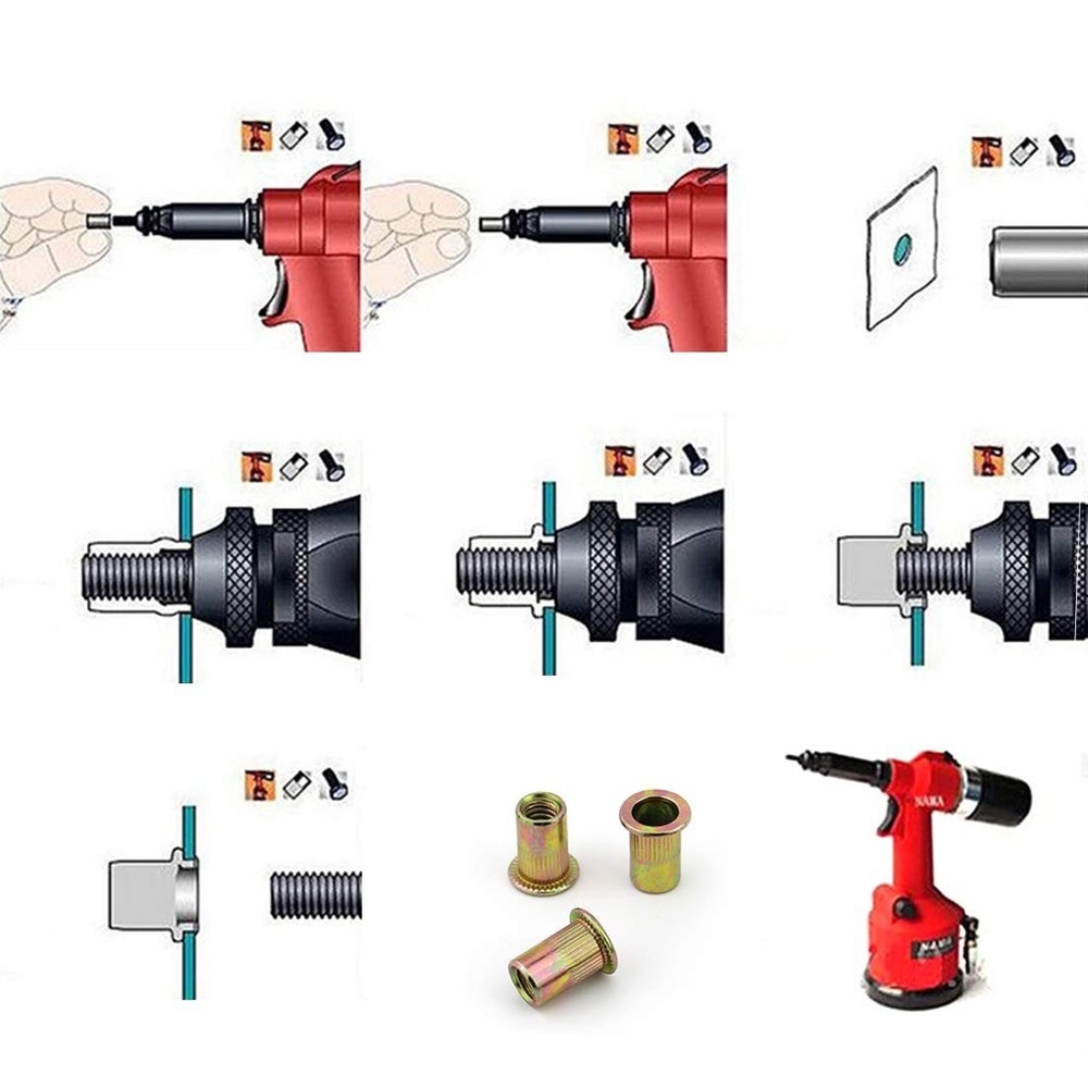 Versatile 1/4"-20 UNC Rivet Nuts 100Pack - Flat Head Knurled Design for Easy Use