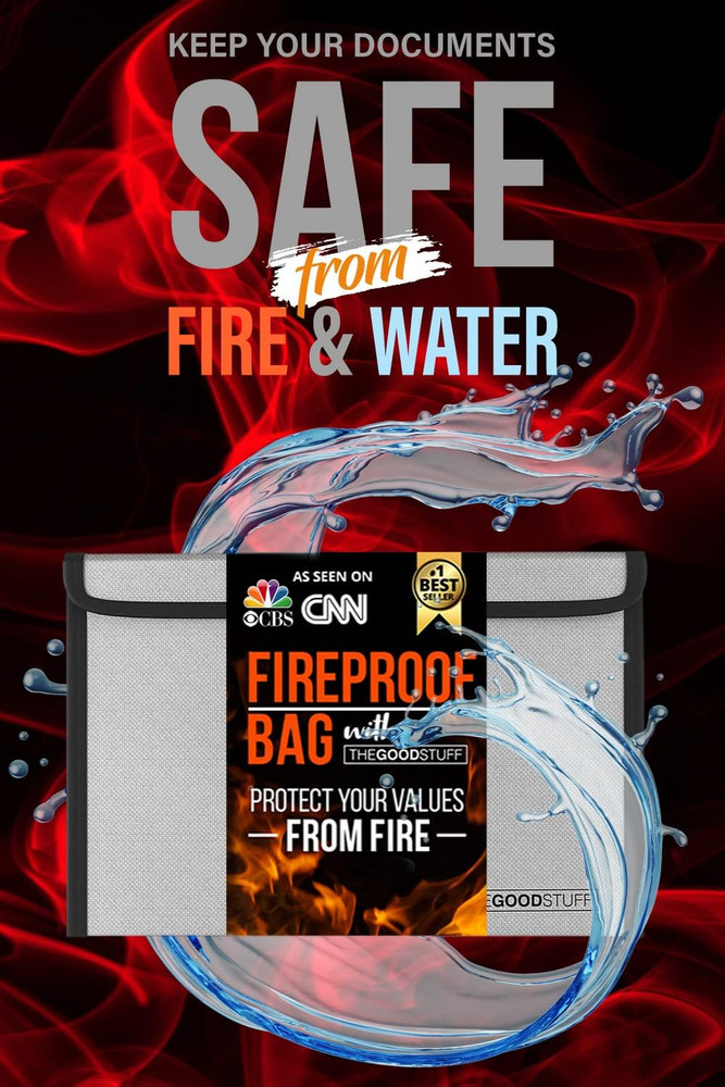 Fireproof Document Bag Envelope Size: 8" X 5" [2000°F UL Certified] Fireproof