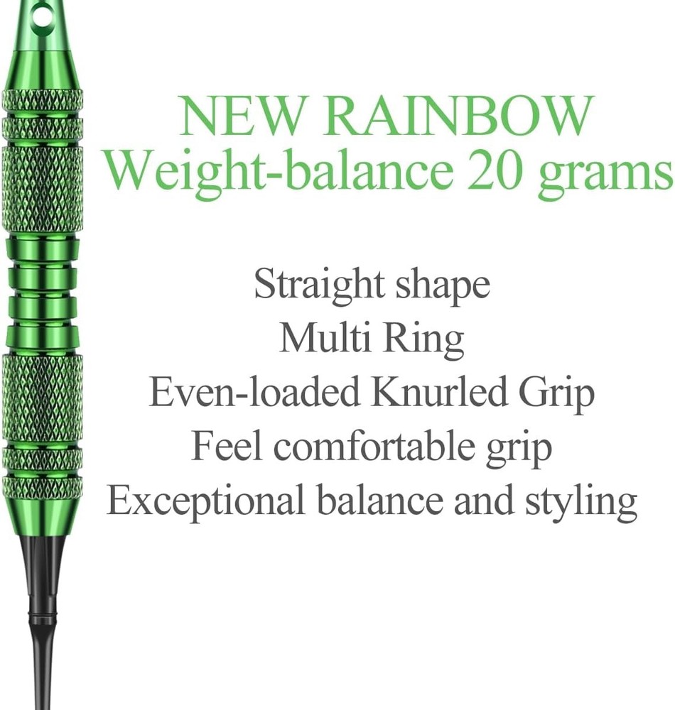 18/20 Gram Soft Tip Darts Set - Plastic Tip with Brass Barrel, Beginner Friendly