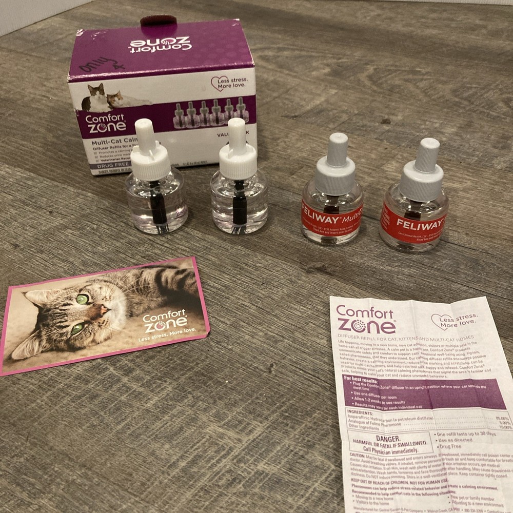 Comfort Zone Multi-Cat Calming 4 Refills New Open Box Pheromones Diffuser Cat