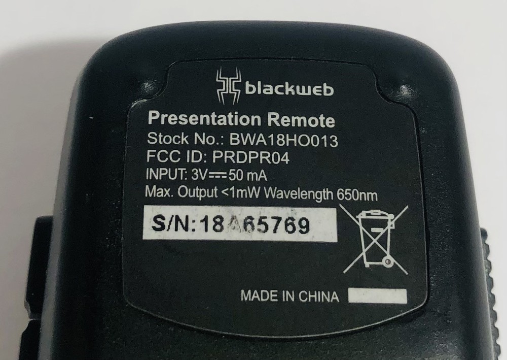 blackweb Wireless Presenter Pointer 2.4GHz USB Receiver 8 Buttons BWA18H0013