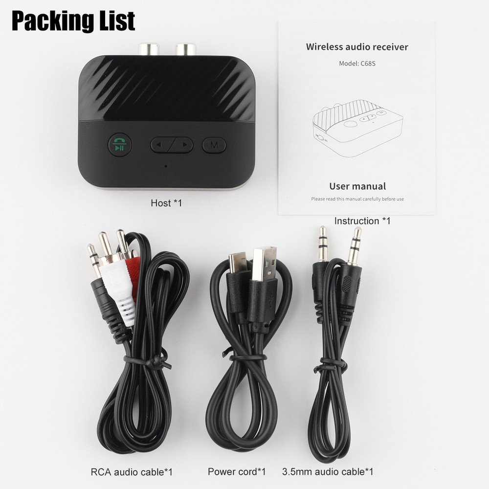 Bluetooth 5.3 Transmitter&Receiver Wireless 3.5mm AUX to 2 RCA Audio USB Adapter