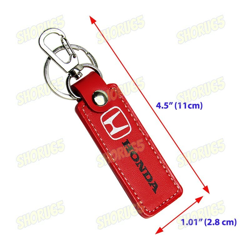 For Honda Keychain Red Leather Key Ring Civic Accord Key Chain Holder Clip X1