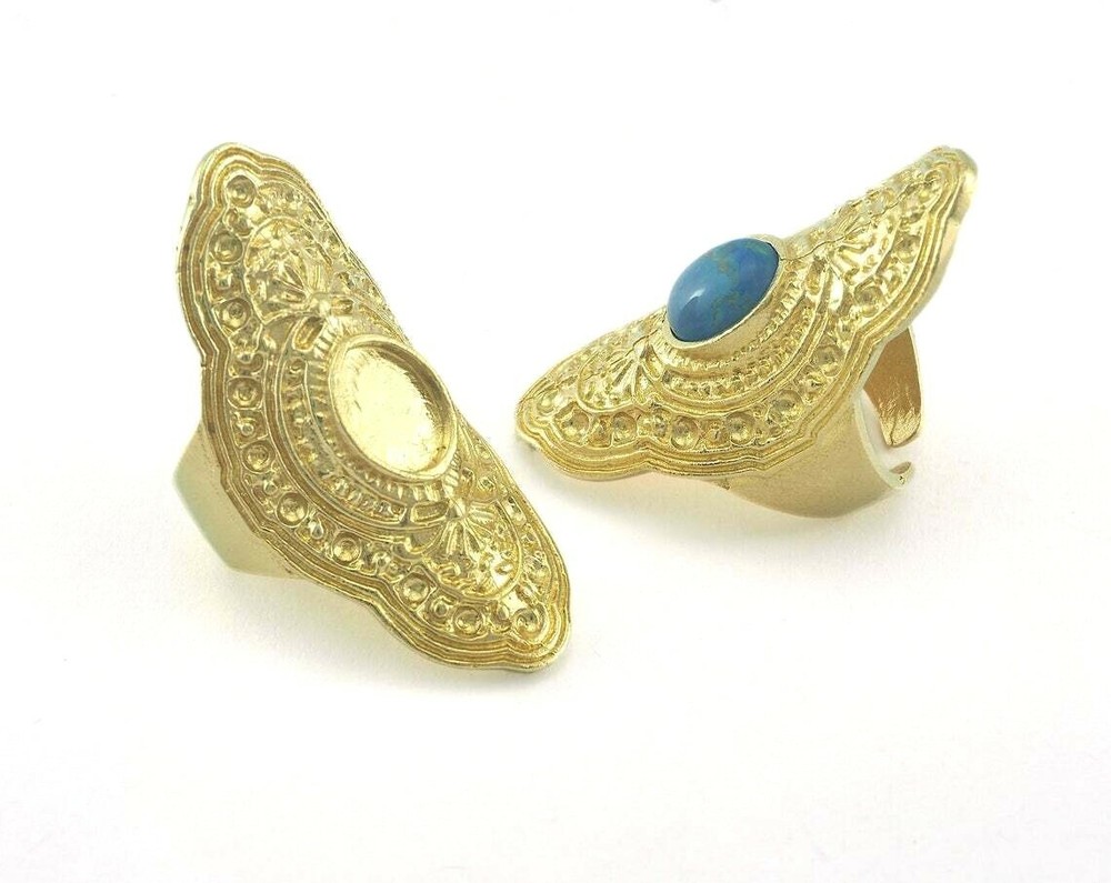 Adjustable Ring Bezel - Raw brass (17.5mm 7US inner size - Adjustable ) OZ3639
