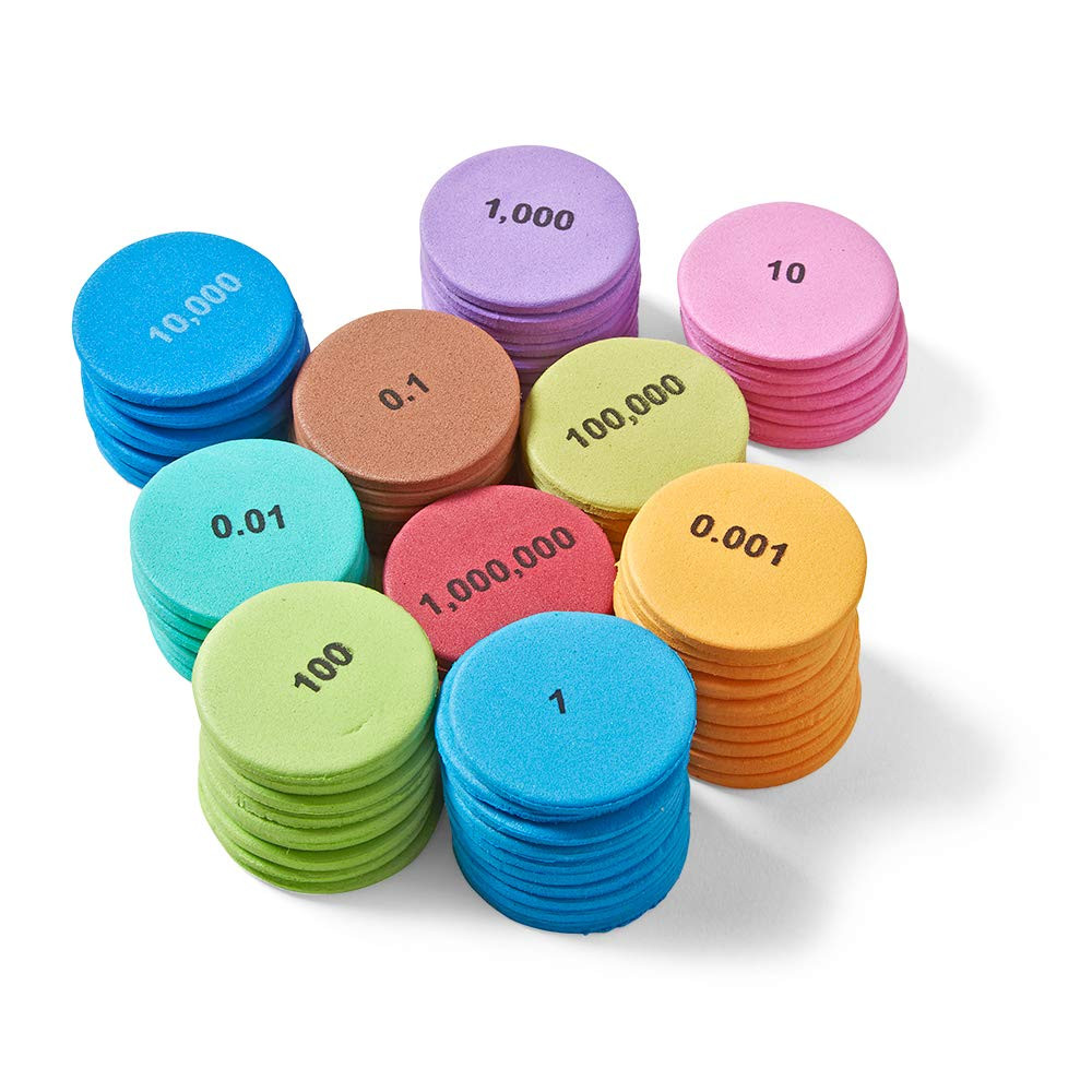 Soft Foam Place Value Disks 10 Values, Counting Chips for Kids, Math Counters Ki