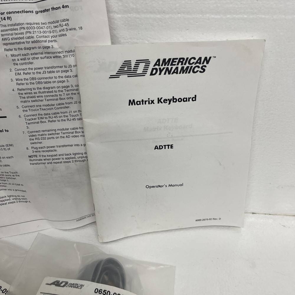 AMERICAN DYNAMICS SV TTRK TOUCH TRACKER Extras VGA