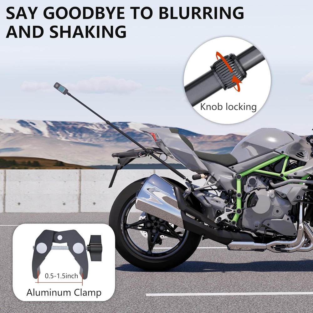360 Motorcycle Mount Kit, Universal Adjustable Motorcycle Camera Mount for Motor
