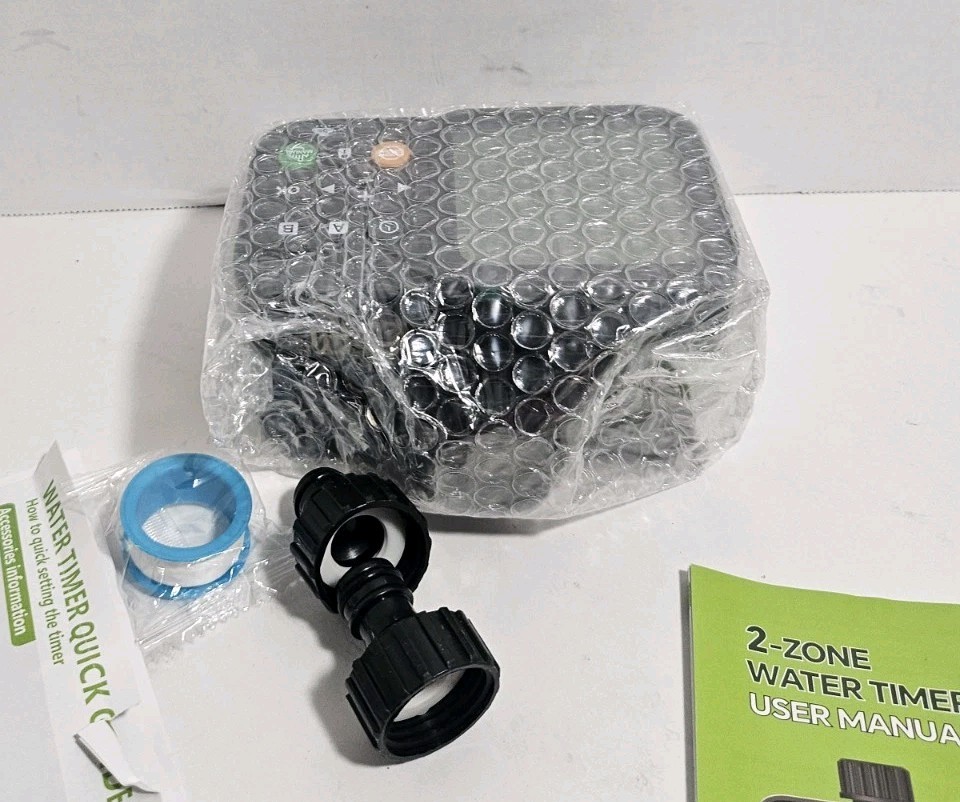 2-Outlet for Spigot Water Timer Automatic Timed Irrigation w Rain Sensor Backlit