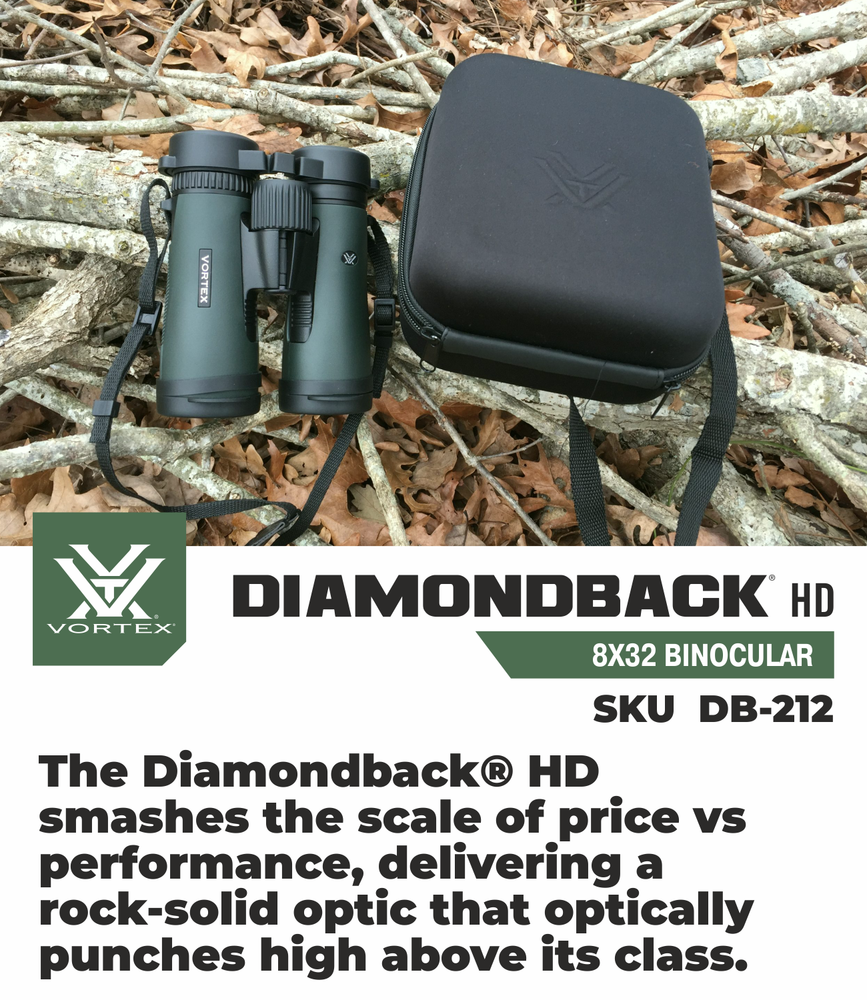 Vortex Optics Diamondback HD 8x32 Binocular with Free Camo Forest Hat Bundle