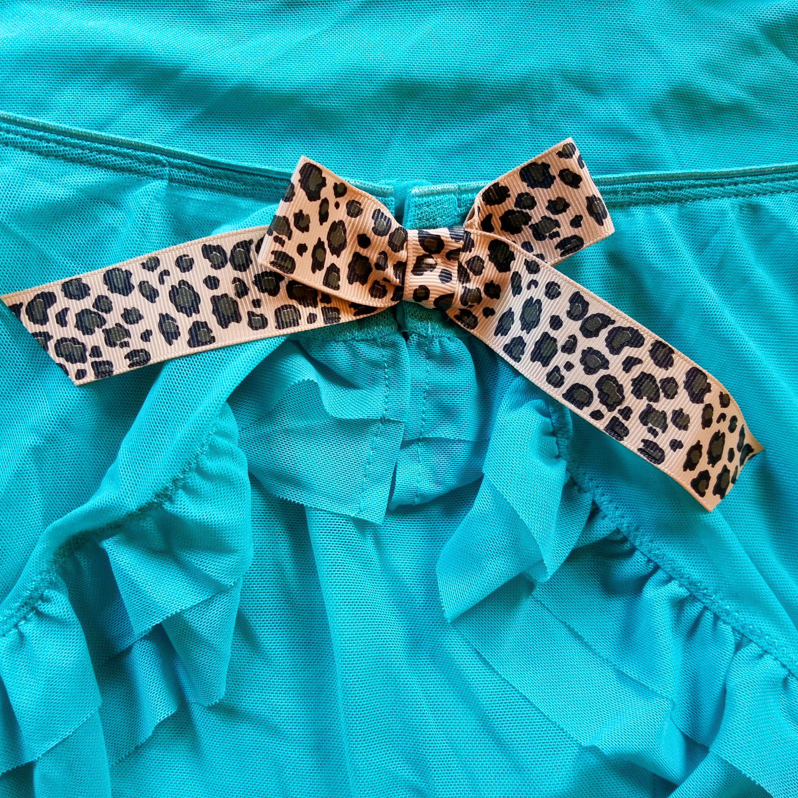 Cacique Lane Bryant Turquoise Leopard Animal Print Coverup Skirt Ruffles 22/24