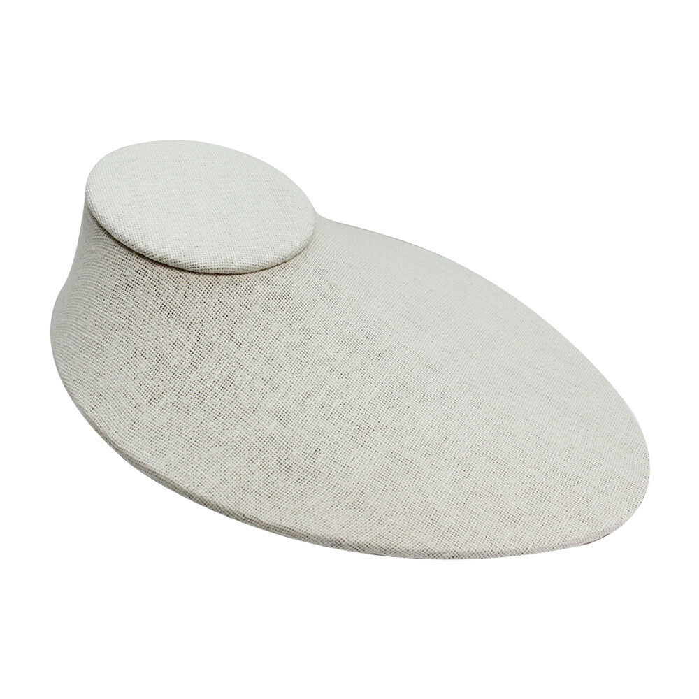 Beige Soft Linen Covered Flat Necklace Display Chain Holder 6-1/2 x 7-1/2x 3-1/2