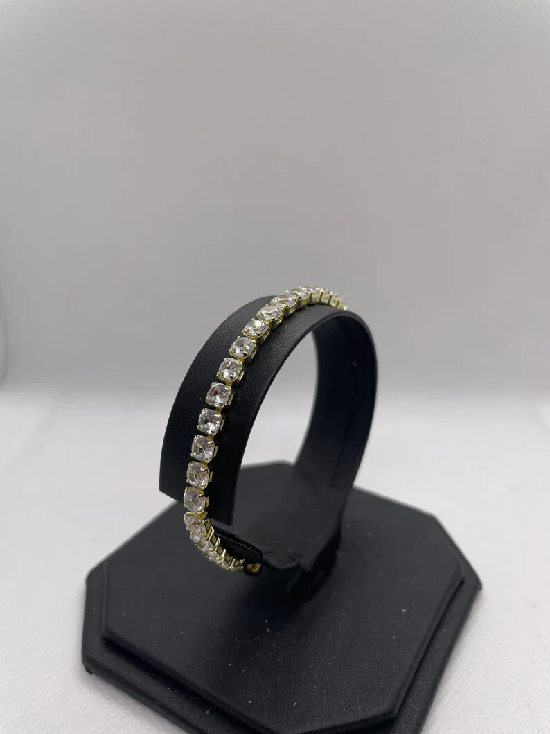 14k yellow gold over 925 silver tennis bracelet with lab created diamonds 7” lon