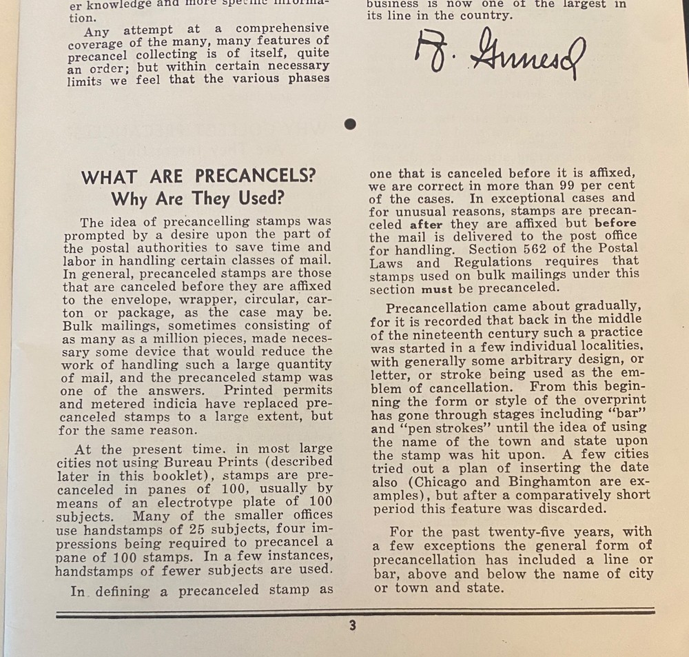 PRECANCELED STAMPS by Adolf Gunesch 1935 & 1936 3rd & 4th Eds History & Types